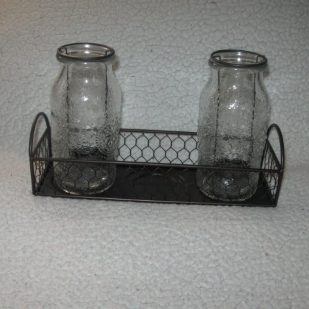 PartyLite Vintage Milk Bottle Tealight Holder Set